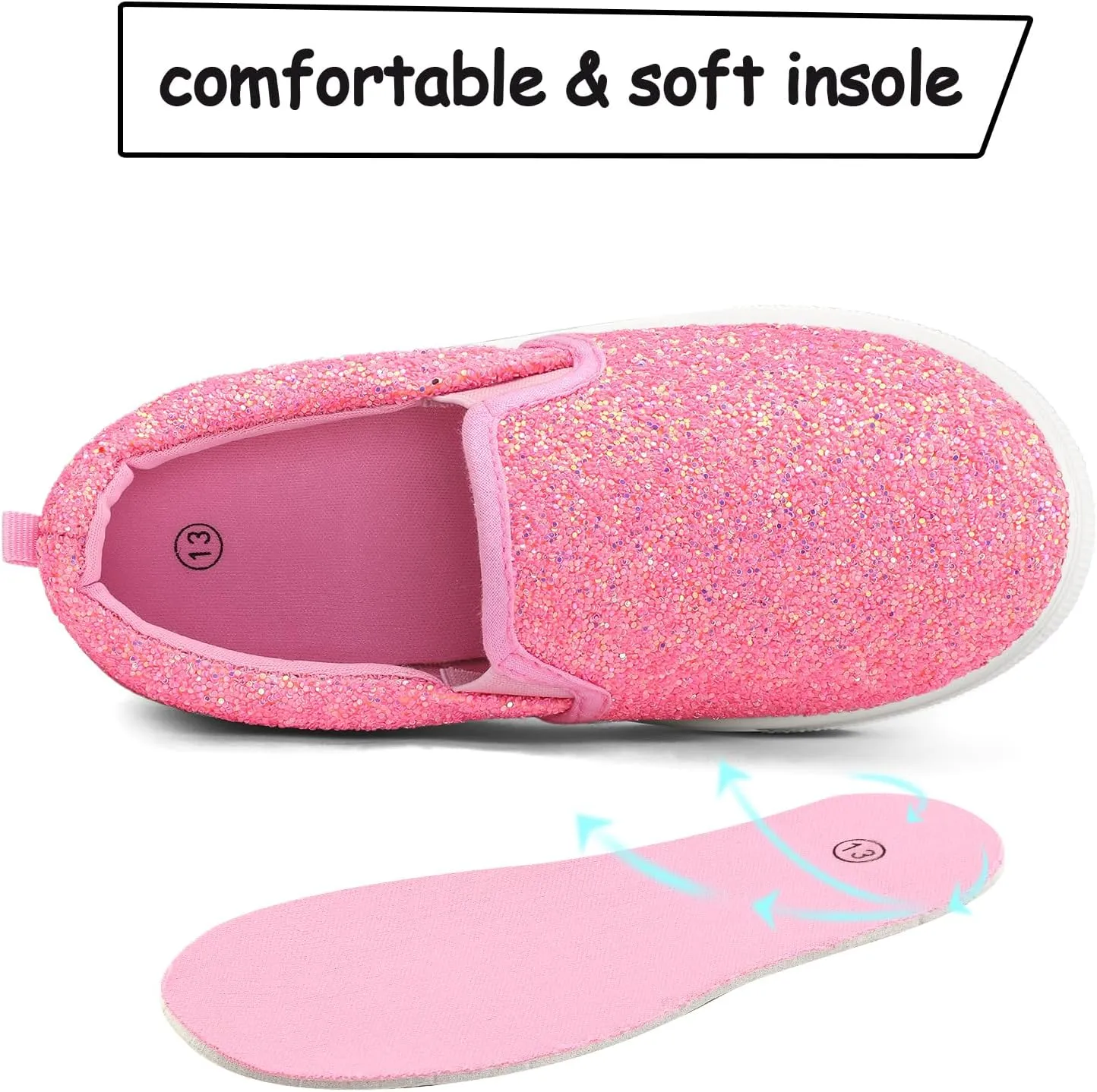 K KomForme Toddler Sneakers for Girls Boys Slip On Canvas Walking Shoes
