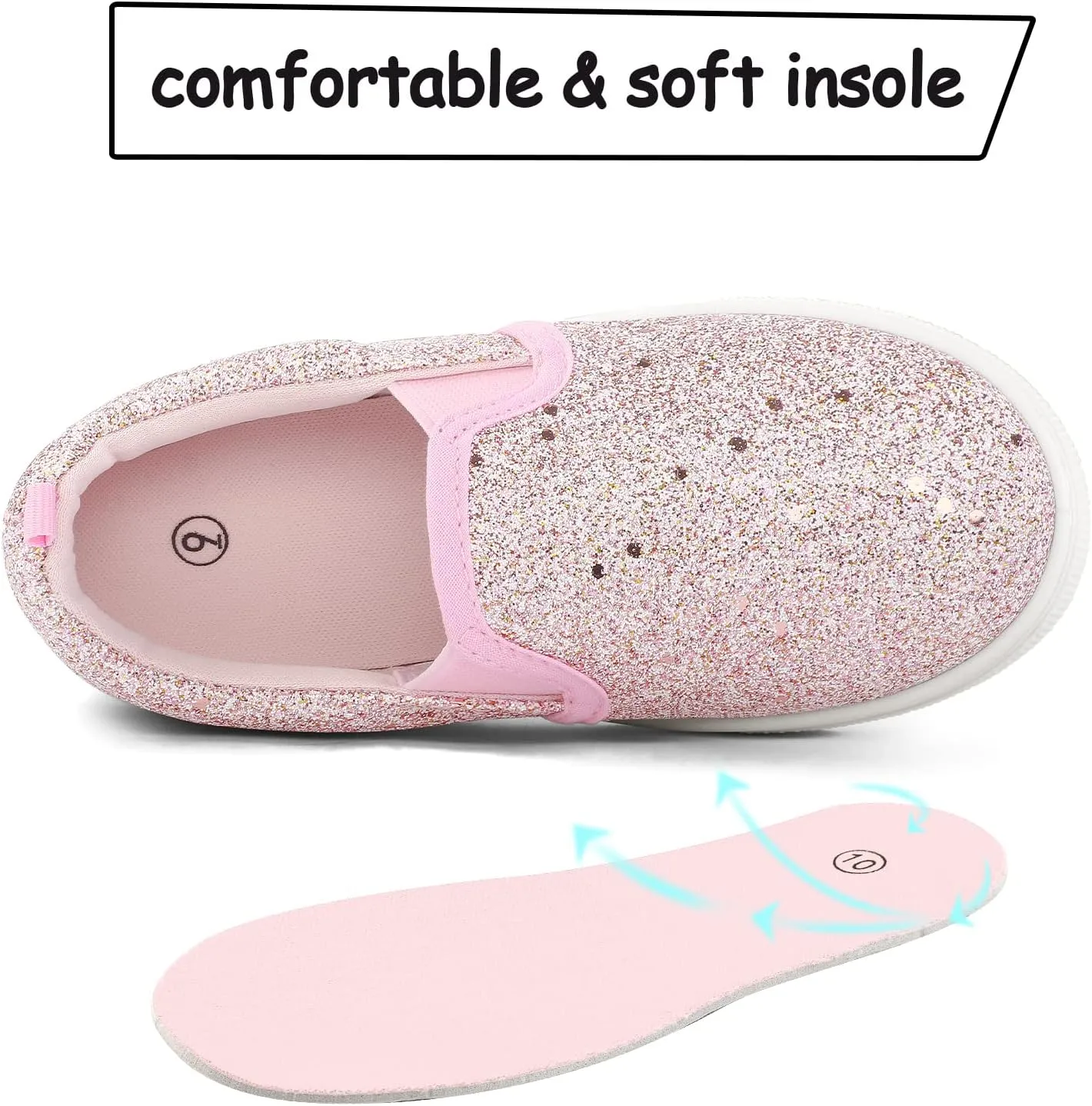 K KomForme Toddler Sneakers for Girls Boys Slip On Canvas Walking Shoes