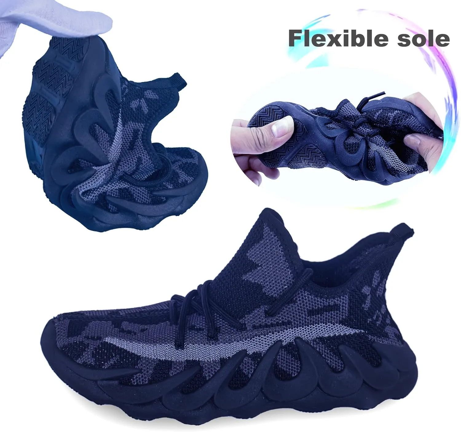 Kids Outdoor Running Shoes, Boys Non-Slip Mesh Lightweight Walking Sneakers, Girls Athletic Sports Tennis Shoes