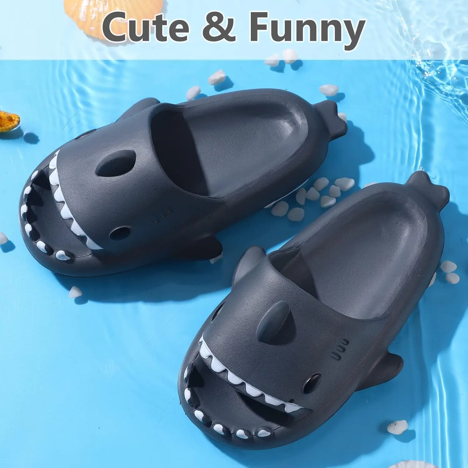 Kids Shark Cloud Slides | Toddler Boys Girls Shower Slippers | Boys Girls Cute Cartoon Fish Flip Flops | Beach Pool Home Sandals | Quick Dry Non-Slip