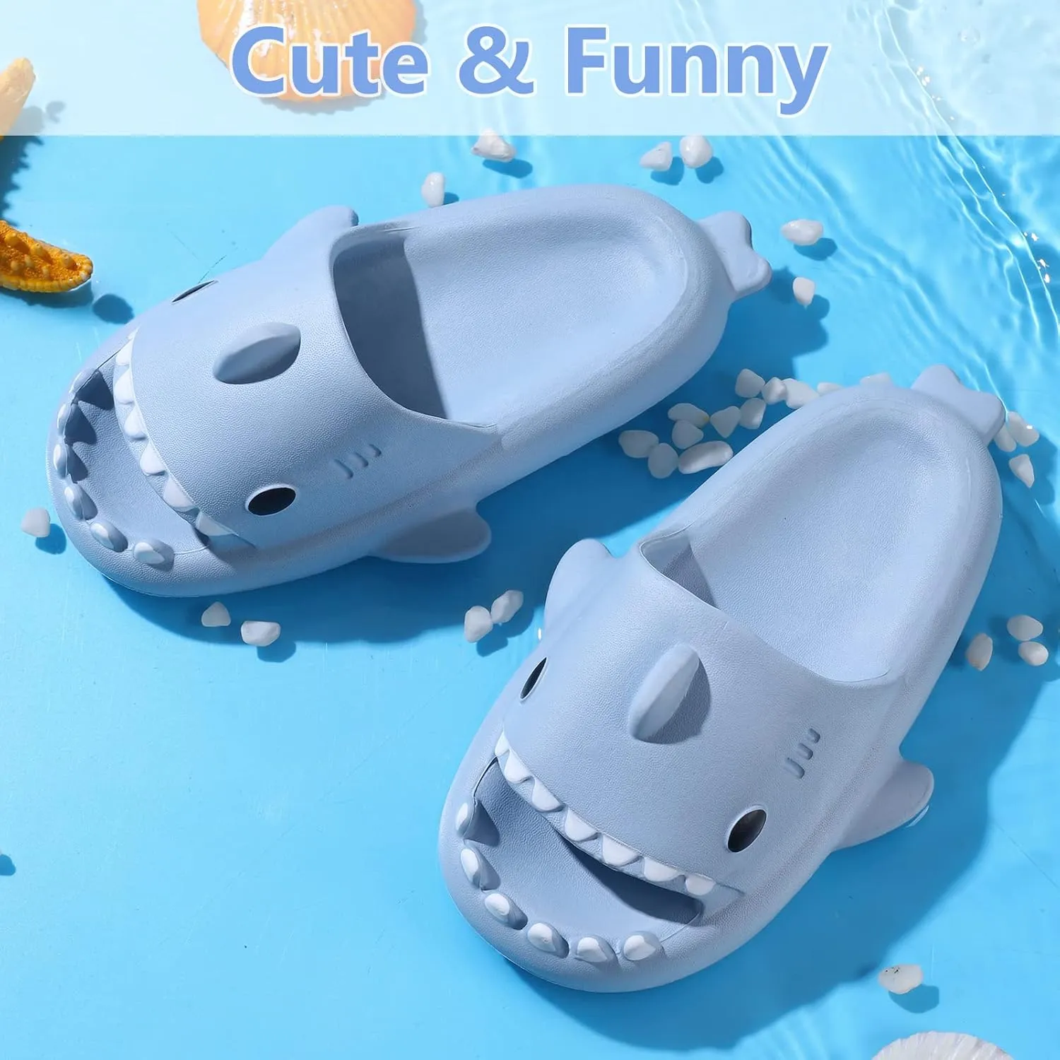 Kids Shark Cloud Slides | Toddler Boys Girls Shower Slippers | Boys Girls Cute Cartoon Fish Flip Flops | Beach Pool Home Sandals | Quick Dry Non-Slip