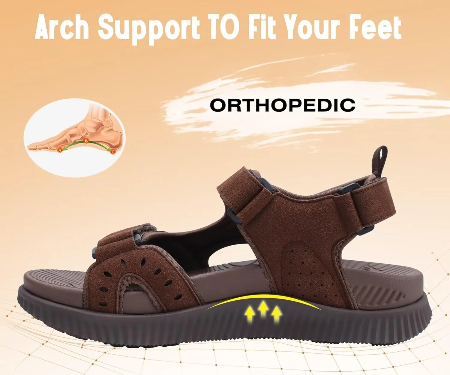 KuaiLu Mens Hiking Sandals With Arch Support Sport Recovery Athletic Walking Sandals For Man Outdoor Summer Casual Thick Cushion Beach Water Fisherman Sandal Size 7-15