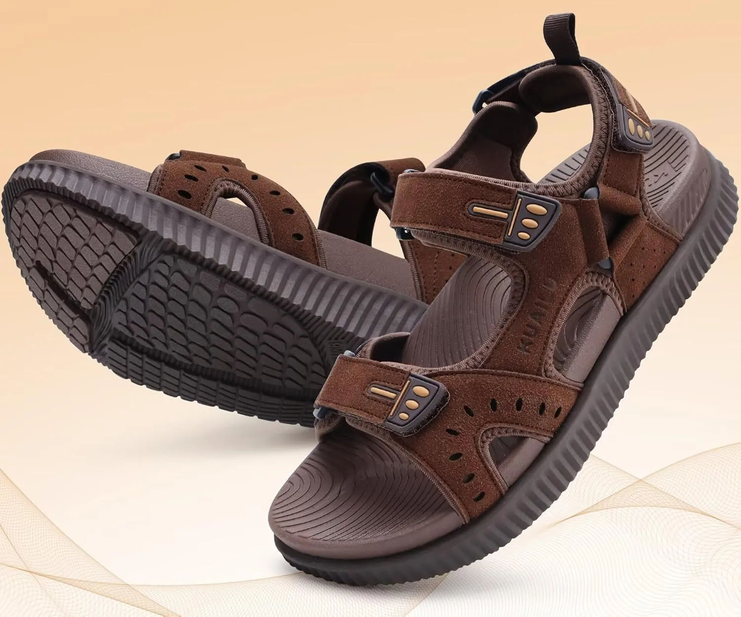 KuaiLu Mens Hiking Sandals With Arch Support Sport Recovery Athletic Walking Sandals For Man Outdoor Summer Casual Thick Cushion Beach Water Fisherman Sandal Size 7-15