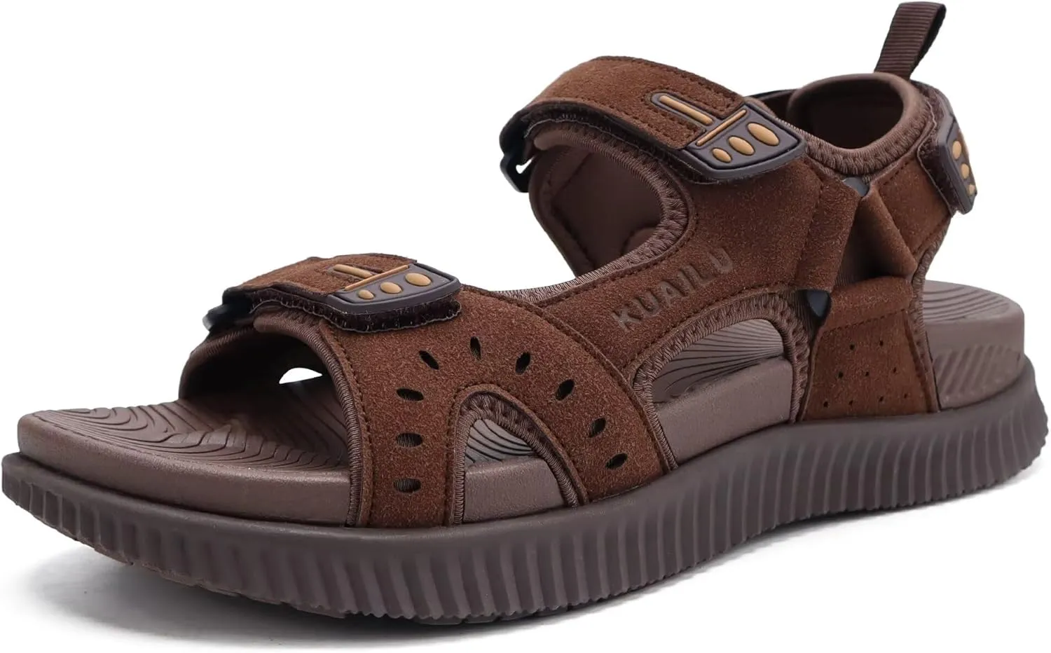 KuaiLu Mens Hiking Sandals With Arch Support Sport Recovery Athletic Walking Sandals For Man Outdoor Summer Casual Thick Cushion Beach Water Fisherman Sandal Size 7-15