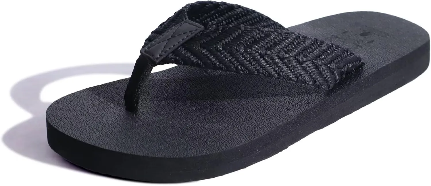 KuaiLu Men's Leather Flip Flops Arch Support Summer Beach Pool Water Thong Sandals Waterproof Rubber Walking Shoes