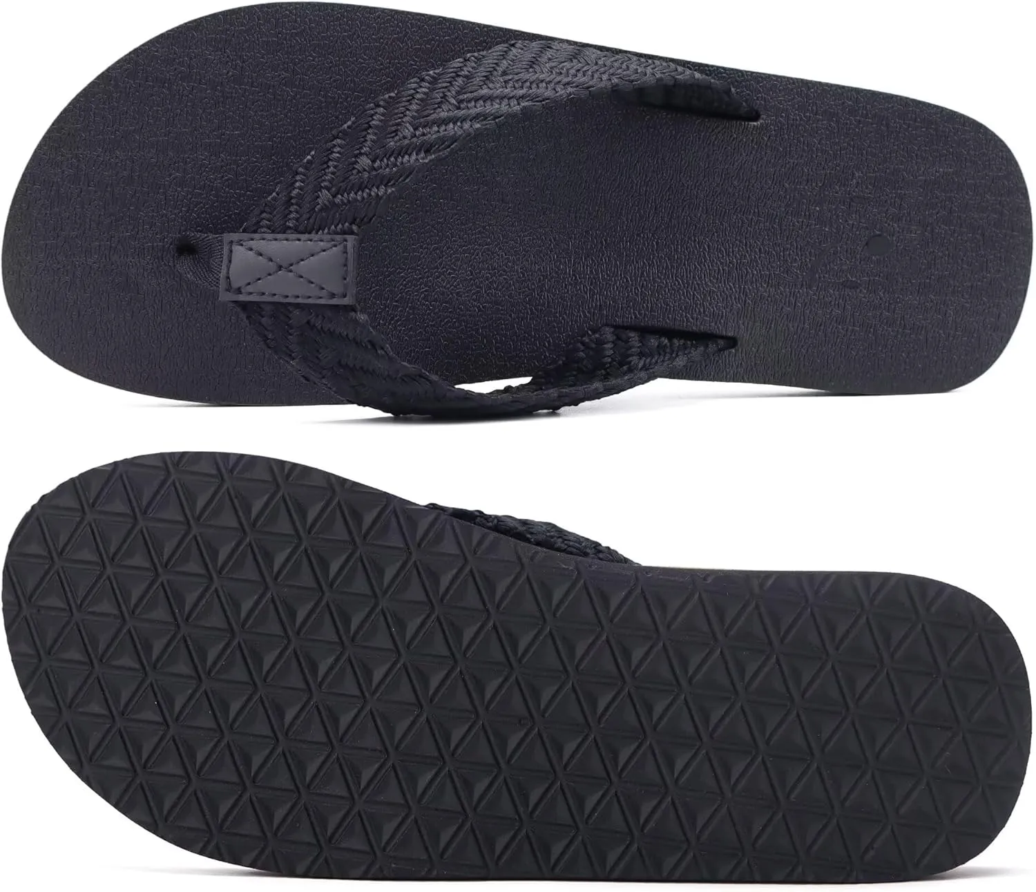 KuaiLu Men's Leather Flip Flops Arch Support Summer Beach Pool Water Thong Sandals Waterproof Rubber Walking Shoes