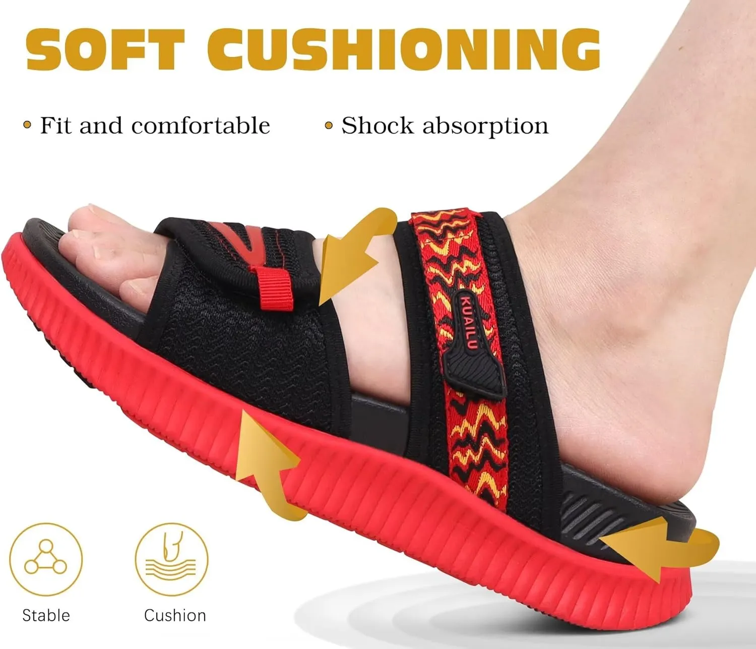 KuaiLu Womens Fashion Orthotic Slides Ladies Athletic Thick Cushion Recovery Sandals Adjustable Strap Slip On Walking Sandles With Comfortable Plantar Fasciitis Arch Support