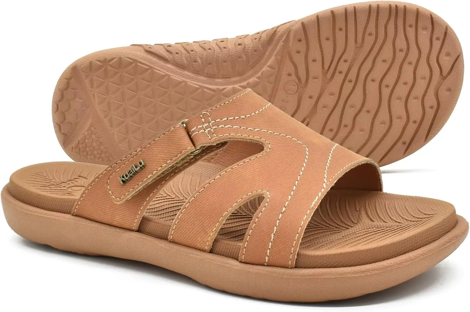 KuaiLu Womens Fashion Orthotic Slides Ladies Lightweight Athletic Yoga Mat Sandals Slip On Thick Cushion Slippers Sandals With Comfortable Plantar Fasciitis Arch Support