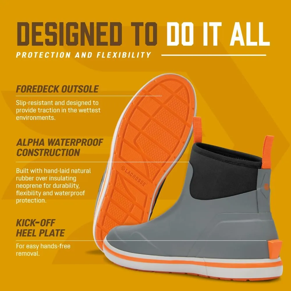 LaCrosse Alpha Deck Boot 6" - Rain Boots Men, Waterproof Boots for Men, Durable Outdoor Boots for Men, Comfort Fit