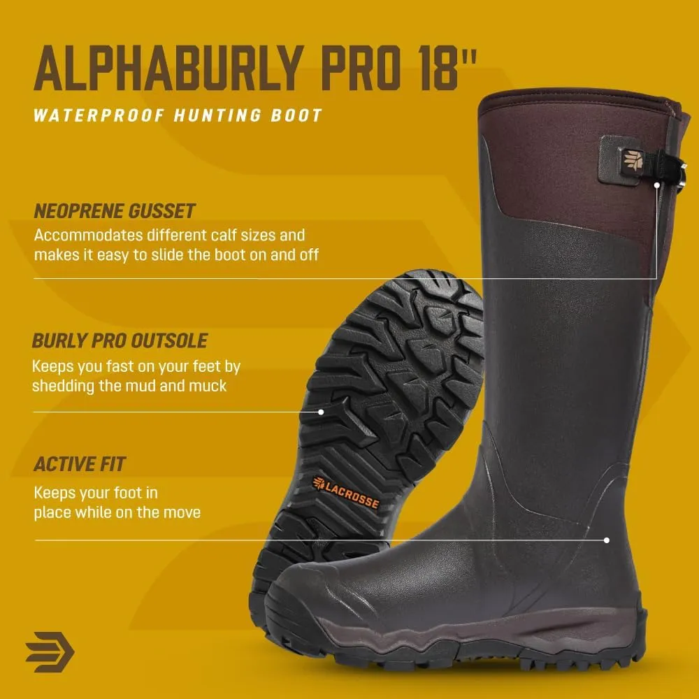 LaCrosse Alphaburly Pro 18" Hunting Boots for Men Featuring Waterproof Rubber, Adjustable Gusset, and EVA Footbed