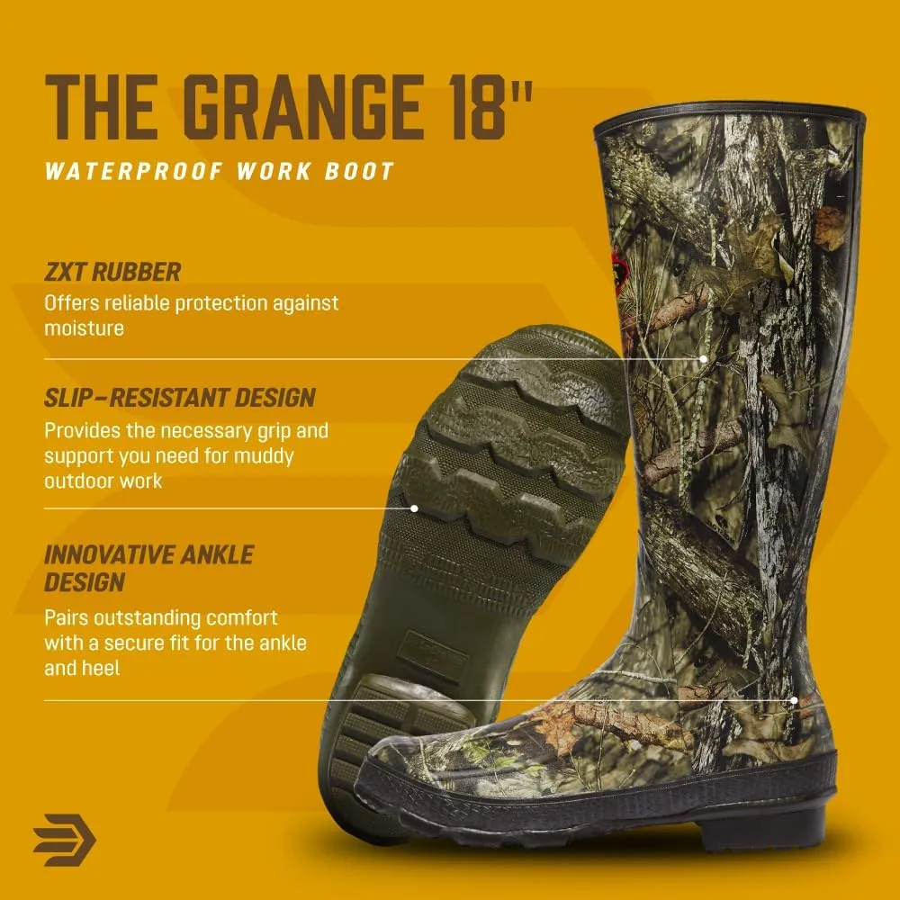 LaCrosse Grange Rubber Hunting & Work Boots for Men - Waterproof ZXT Rubber, with Adjustable Fit Strap, EVA Footbed, and Slip-Resistant Outsole