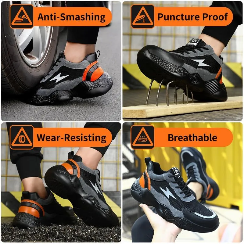 LAoutun Steel Toe Shoes for Men Women Safety Work Shoes Indestructible Steel Toe Sneakers Lightweight Work Shoes Toe Shoes