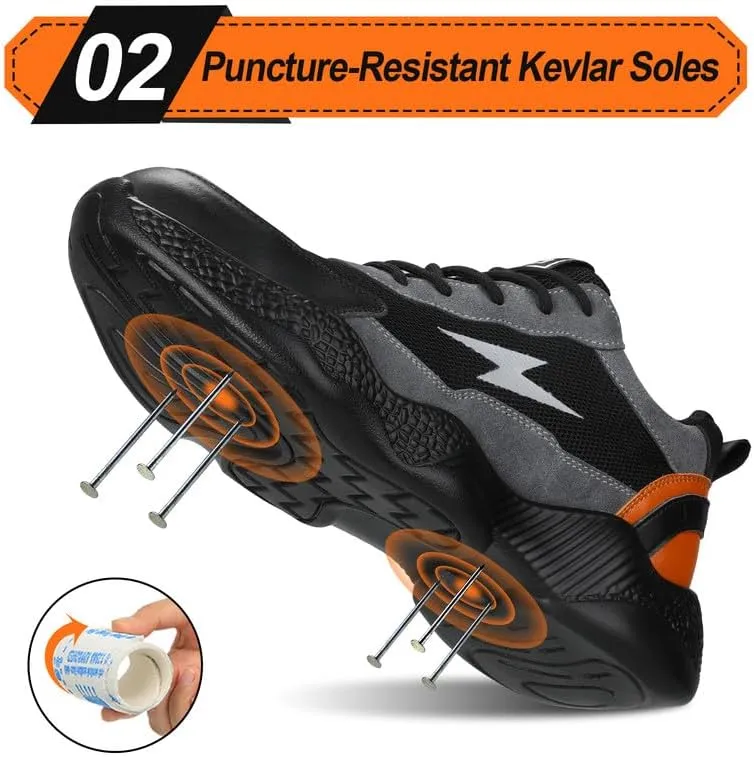 LAoutun Steel Toe Shoes for Men Women Safety Work Shoes Indestructible Steel Toe Sneakers Lightweight Work Shoes Toe Shoes