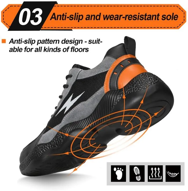 LAoutun Steel Toe Shoes for Men Women Safety Work Shoes Indestructible Steel Toe Sneakers Lightweight Work Shoes Toe Shoes
