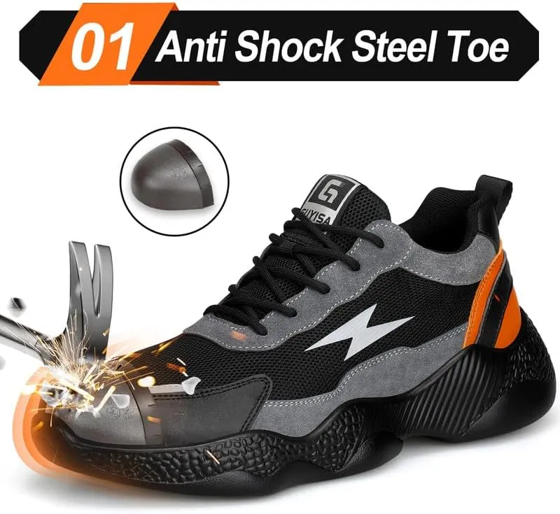 LAoutun Steel Toe Shoes for Men Women Safety Work Shoes Indestructible Steel Toe Sneakers Lightweight Work Shoes Toe Shoes