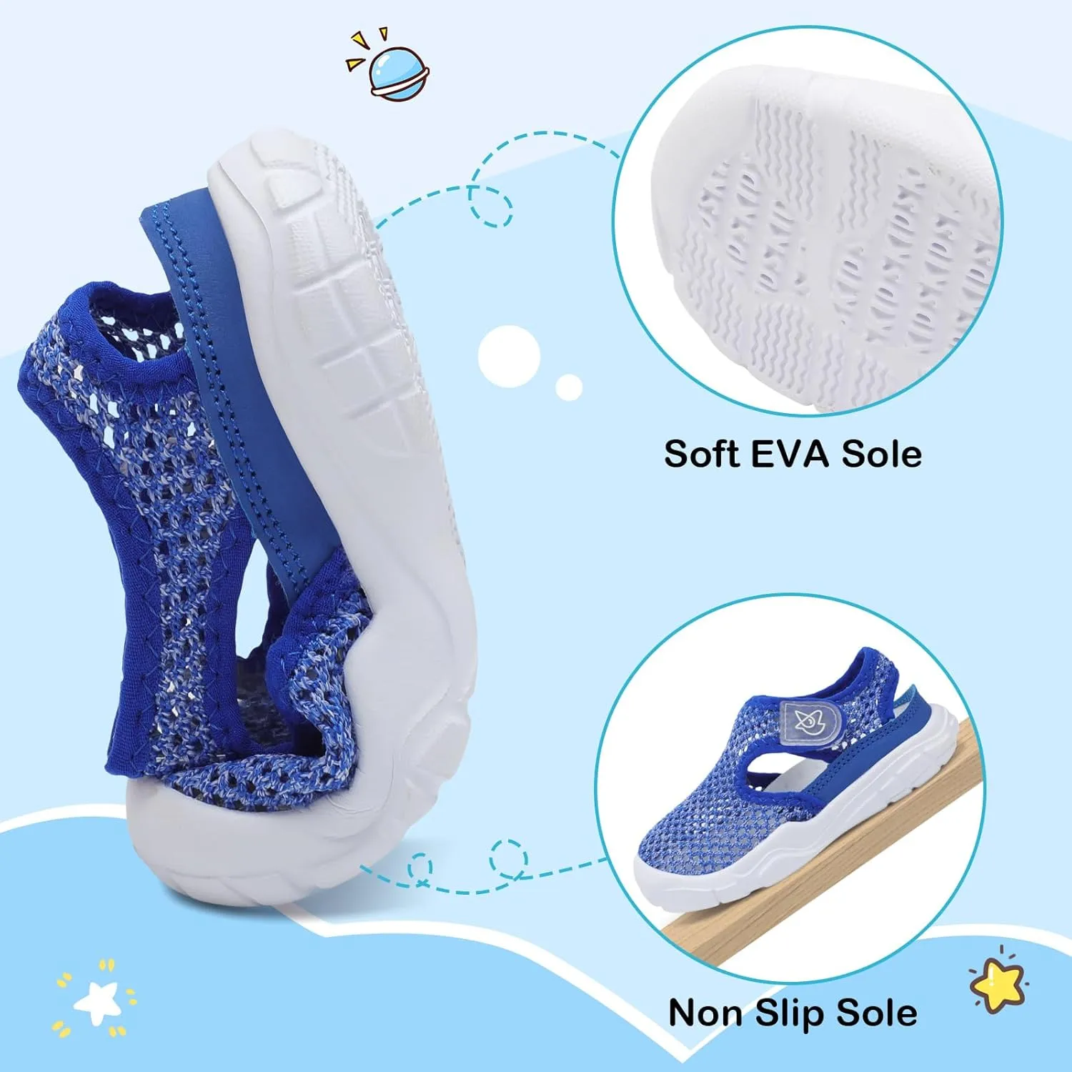 LeIsfIt Toddler Sandals Boys Girls Wide Sandals Kids Water Sandals Barefoot Water Shoes for Beach Swim Lightweight Closed Toe Summer Sandals