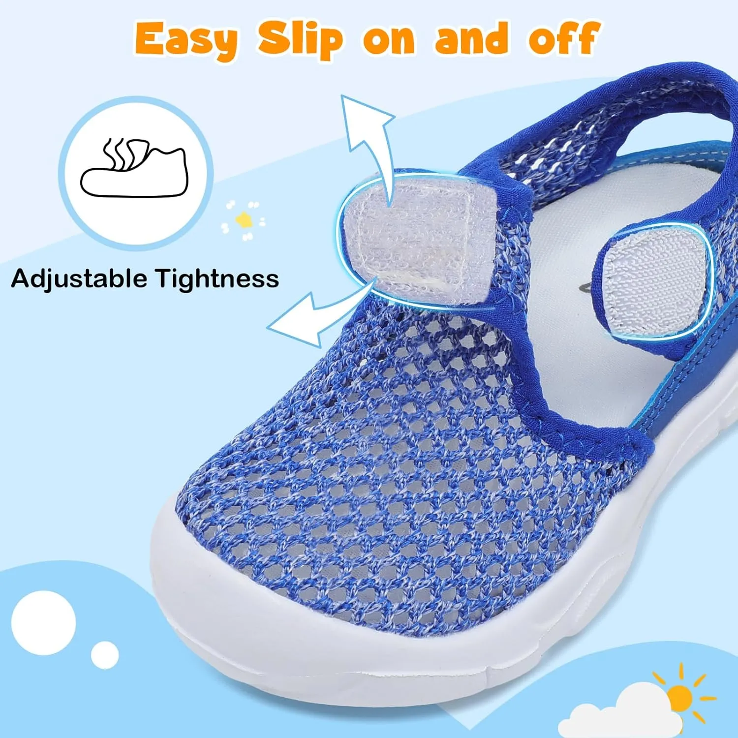 LeIsfIt Toddler Sandals Boys Girls Wide Sandals Kids Water Sandals Barefoot Water Shoes for Beach Swim Lightweight Closed Toe Summer Sandals