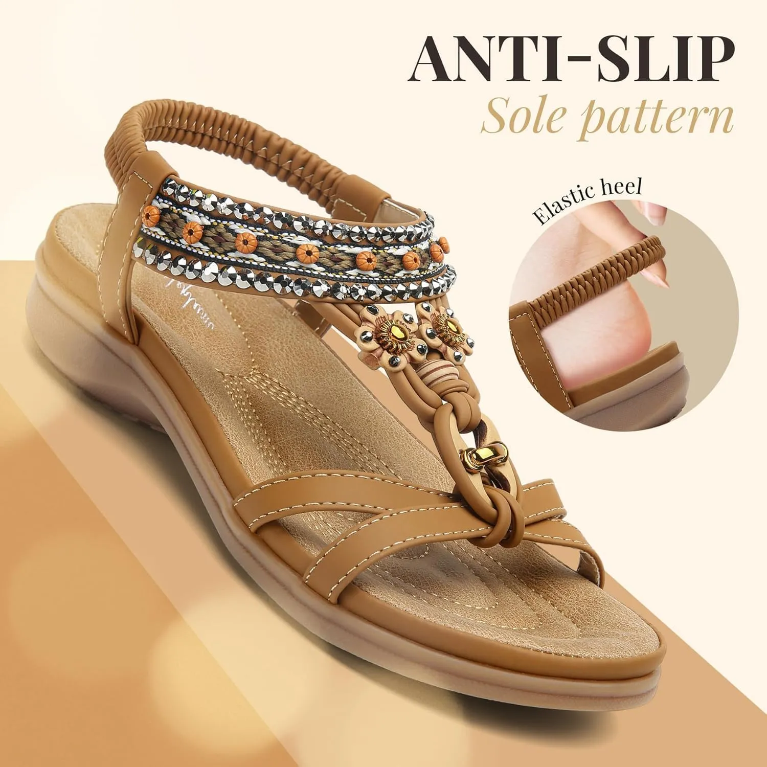 Littleplum Womens Sandals Arch Support Summer Beach Sandals Comfort Walking Shoes Bohemian Flip Flops Sandals for Women