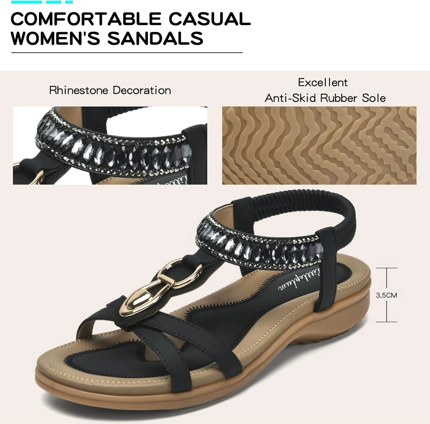 Littleplum Womens Sandals Comfort Arch Support Sandals Summer Walking Shoes Casual Ankle Elastic Flip Flops Sandals