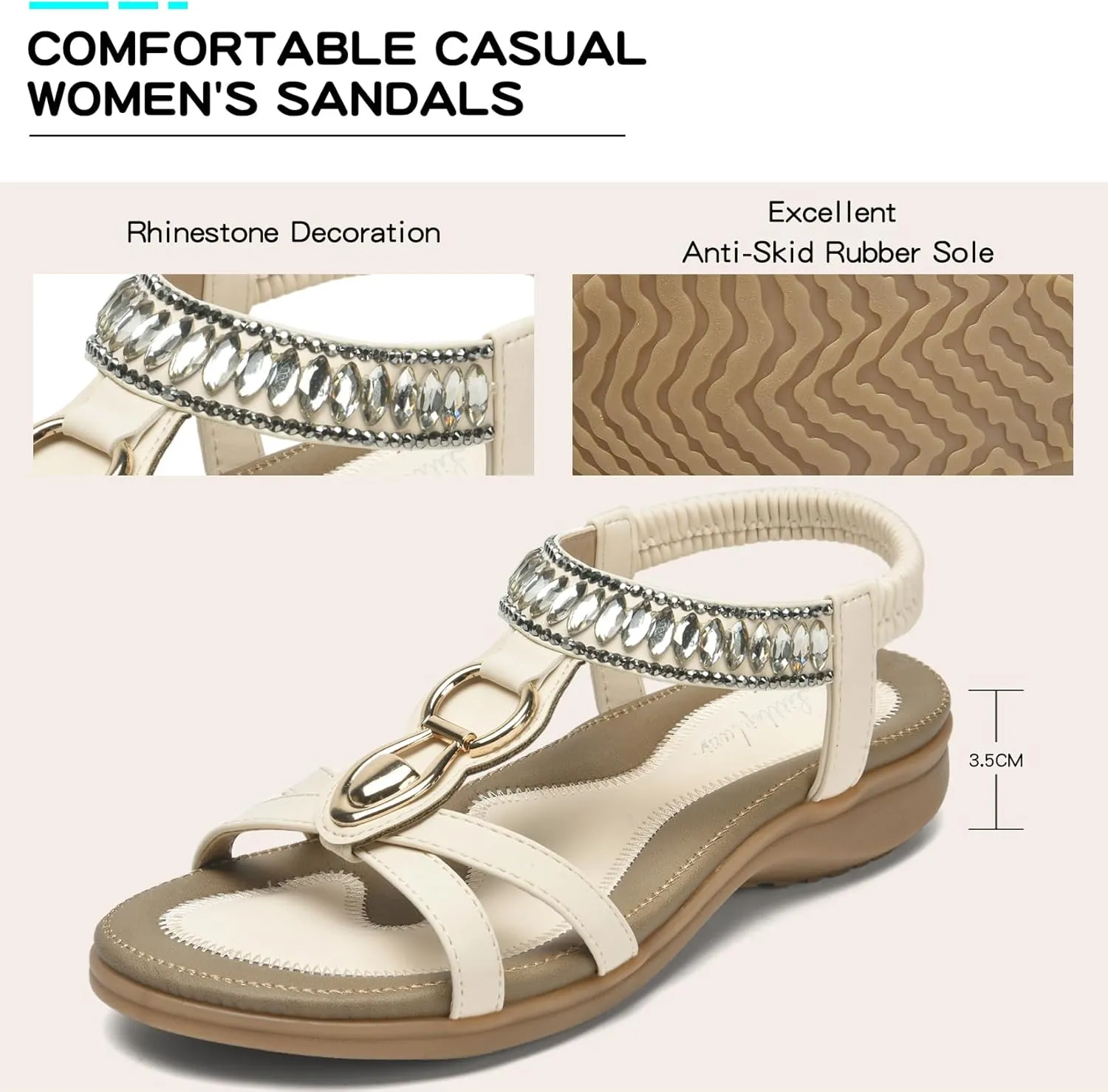 Littleplum Womens Sandals Comfort Arch Support Sandals Summer Walking Shoes Casual Ankle Elastic Flip Flops Sandals