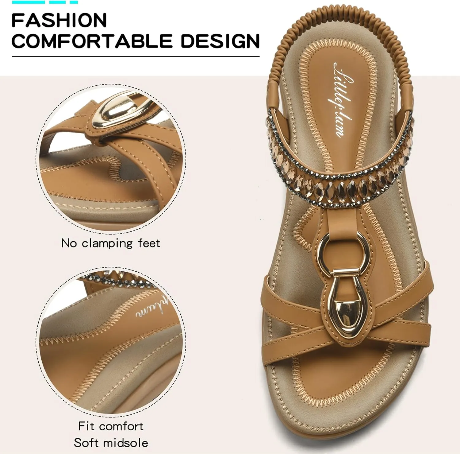 Littleplum Womens Sandals Comfort Arch Support Sandals Summer Walking Shoes Casual Ankle Elastic Flip Flops Sandals