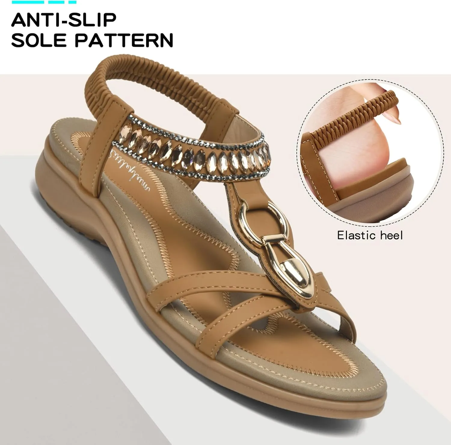 Littleplum Womens Sandals Comfort Arch Support Sandals Summer Walking Shoes Casual Ankle Elastic Flip Flops Sandals