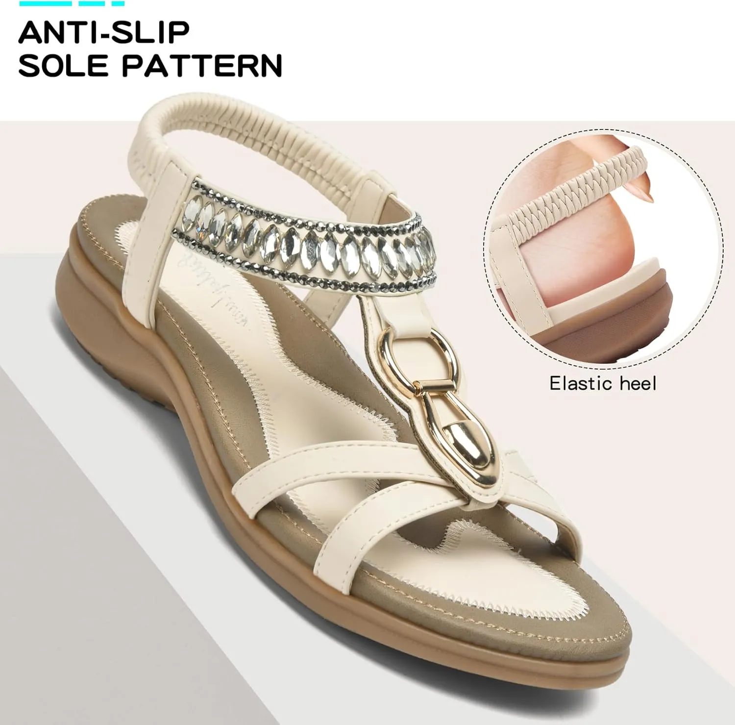 Littleplum Womens Sandals Comfort Arch Support Sandals Summer Walking Shoes Casual Ankle Elastic Flip Flops Sandals