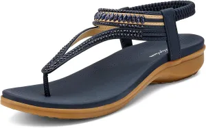 Littleplum Womens Sandals Comfort Arch Support Sandals Summer Walking Shoes Casual Ankle Elastic Flip Flops Shoes