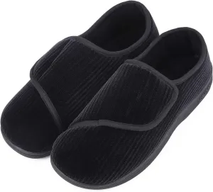 LongBay Men's Memory Foam Diabetic Slippers Comfy Warm Plush Fleece Arthritis Edema Swollen House Shoes
