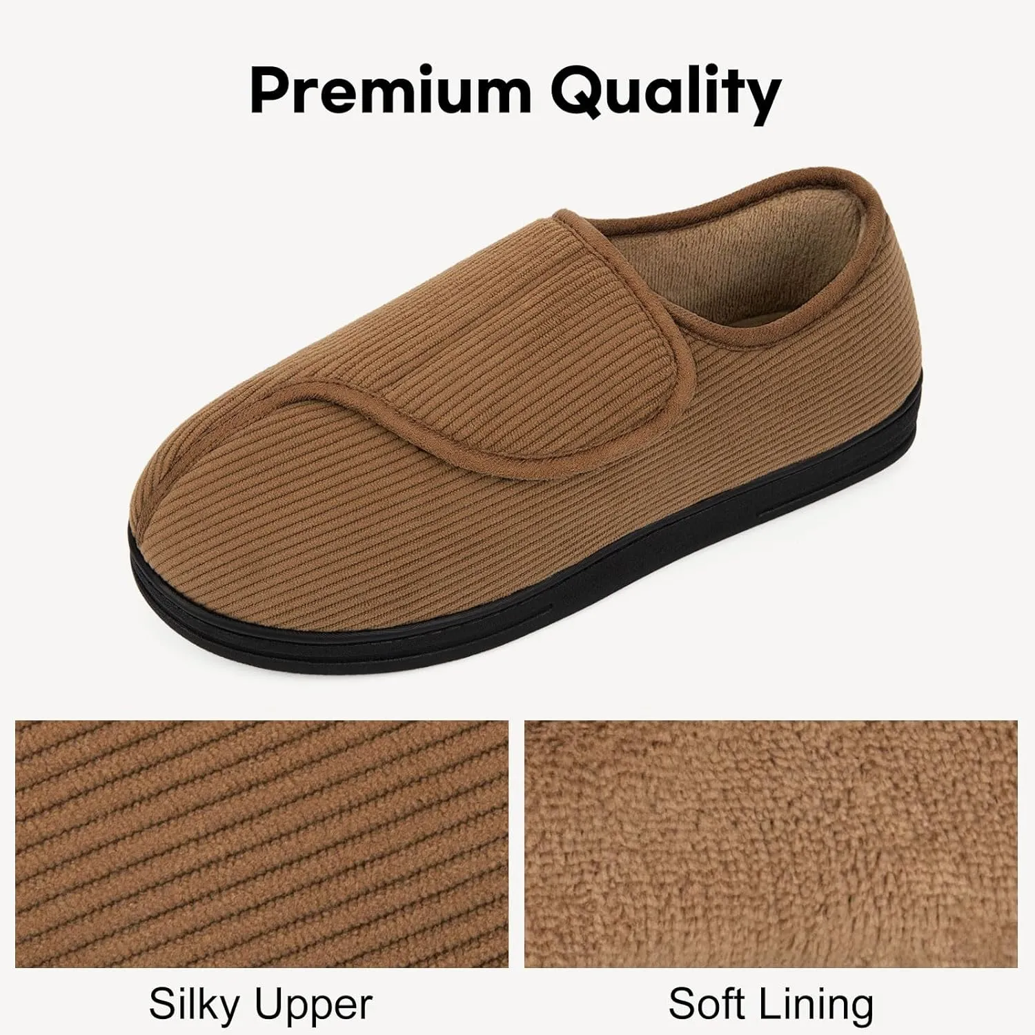 LongBay Men's Memory Foam Diabetic Slippers Comfy Warm Plush Fleece Arthritis Edema Swollen House Shoes