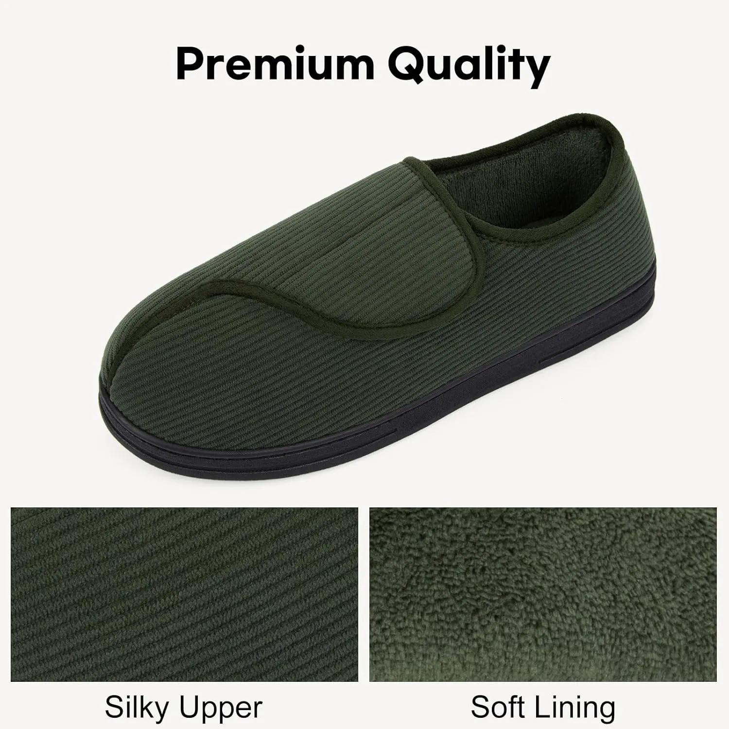 LongBay Men's Memory Foam Diabetic Slippers Comfy Warm Plush Fleece Arthritis Edema Swollen House Shoes