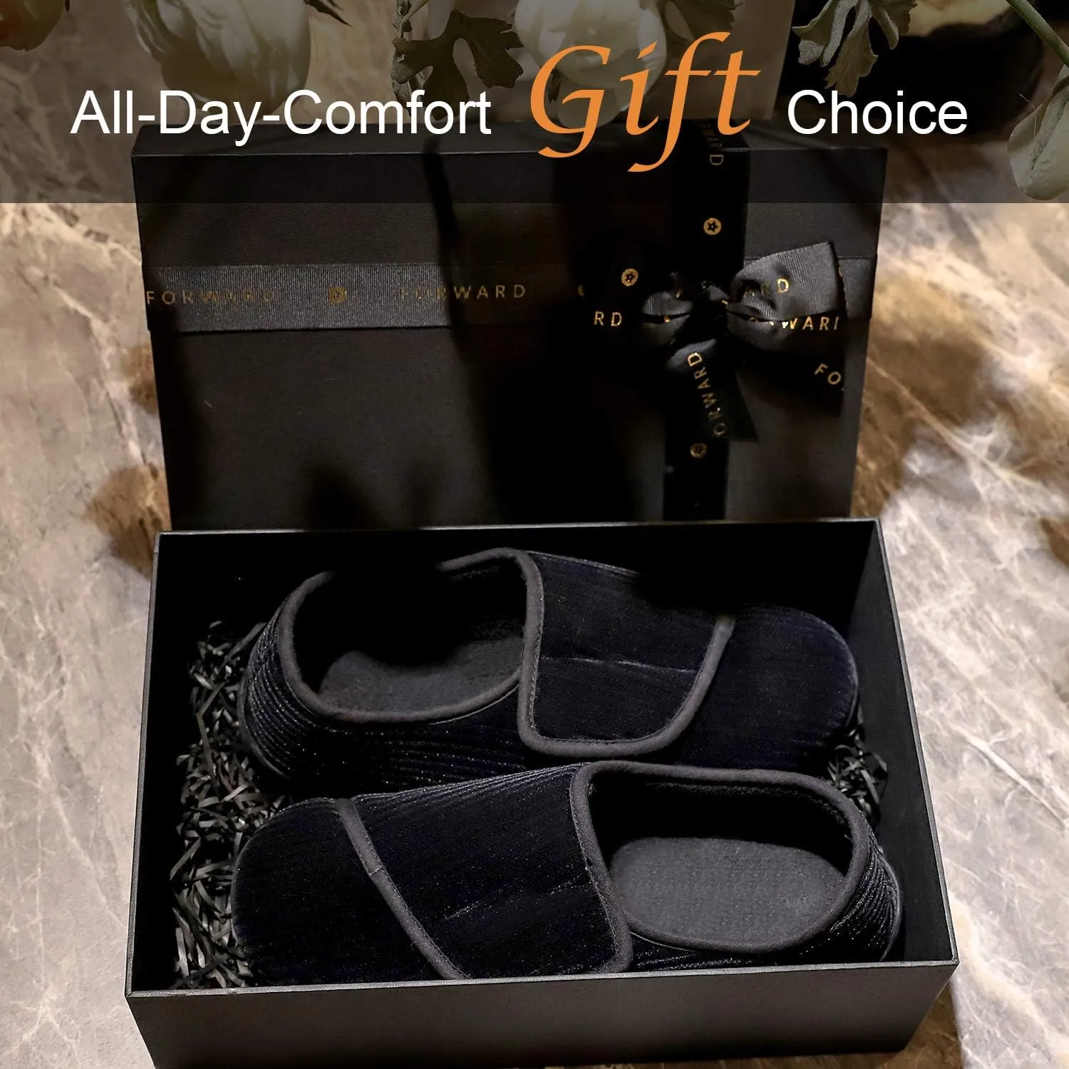 LongBay Men's Memory Foam Diabetic Slippers Comfy Warm Plush Fleece Arthritis Edema Swollen House Shoes