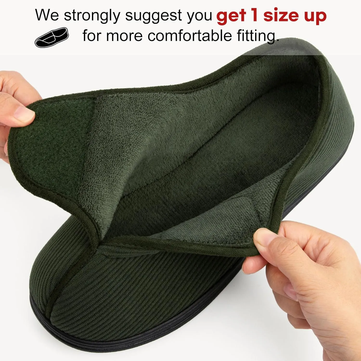 LongBay Men's Memory Foam Diabetic Slippers Comfy Warm Plush Fleece Arthritis Edema Swollen House Shoes