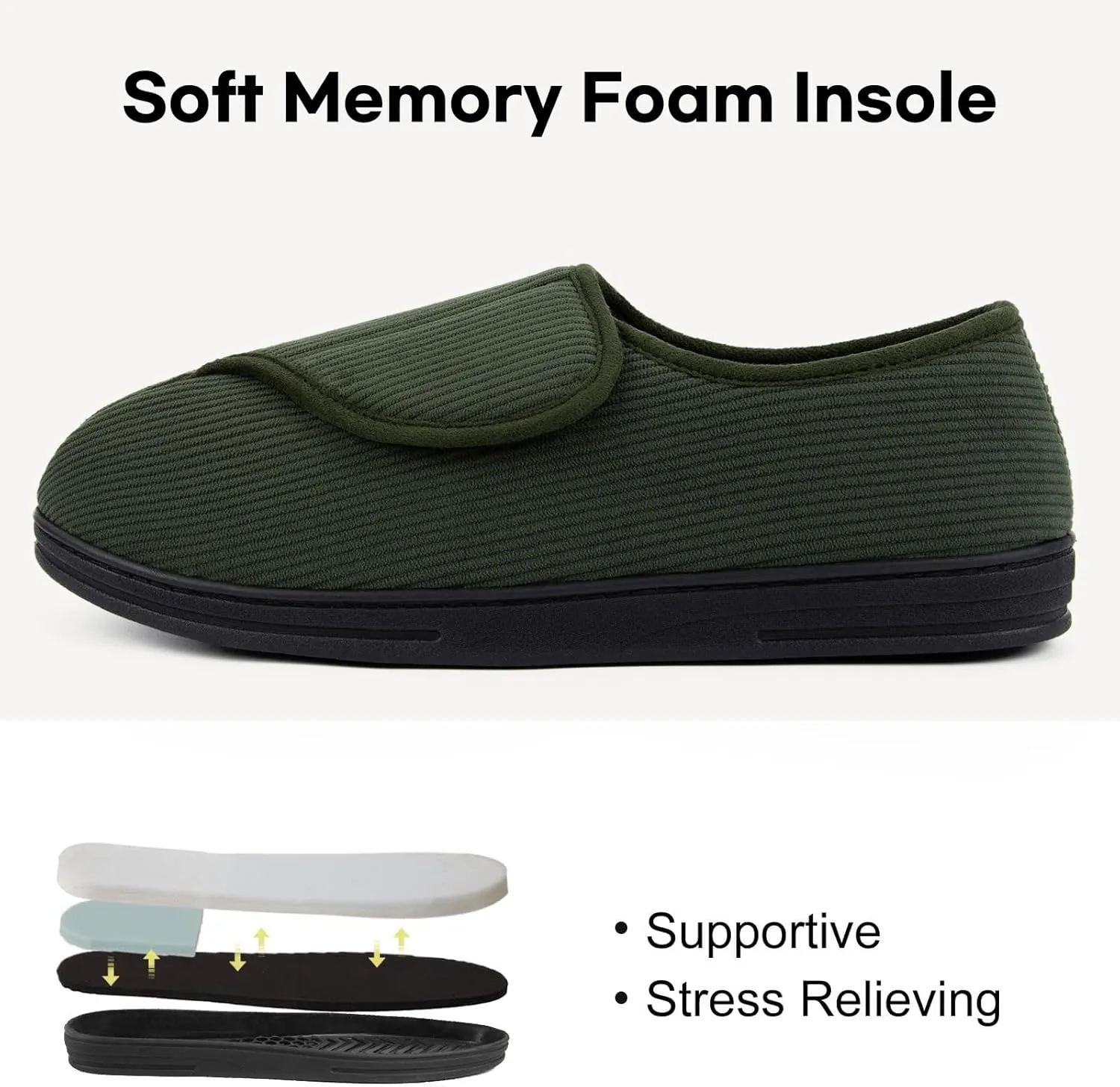LongBay Men's Memory Foam Diabetic Slippers Comfy Warm Plush Fleece Arthritis Edema Swollen House Shoes