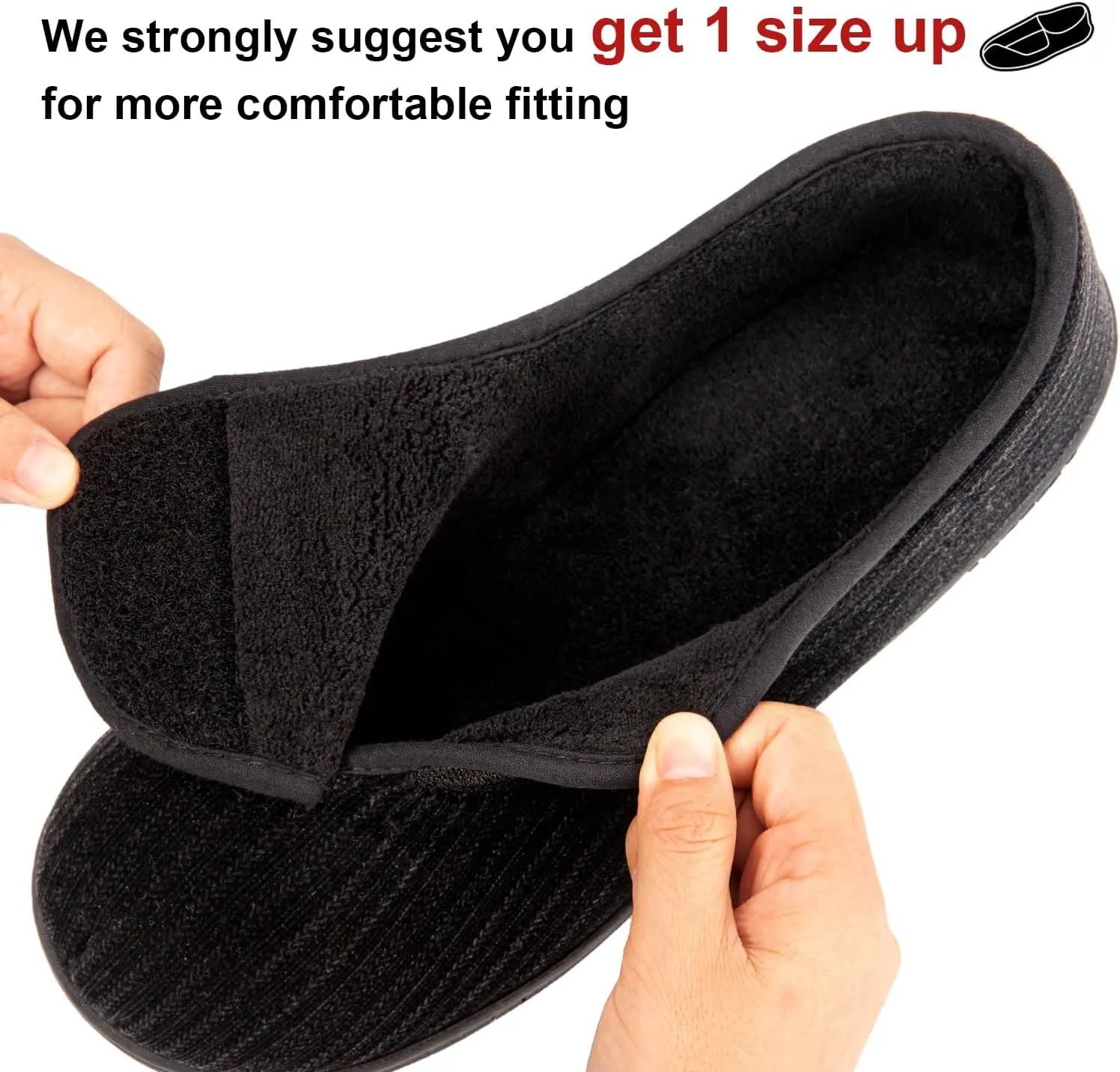 LongBay Men's Memory Foam Diabetic Slippers Comfy Warm Plush Fleece Arthritis Edema Swollen House Shoes
