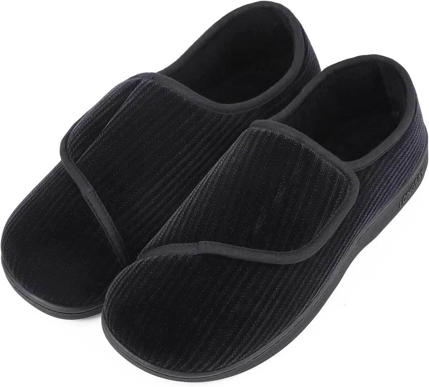 LongBay Men's Memory Foam Diabetic Slippers Comfy Warm Plush Fleece Arthritis Edema Swollen House Shoes