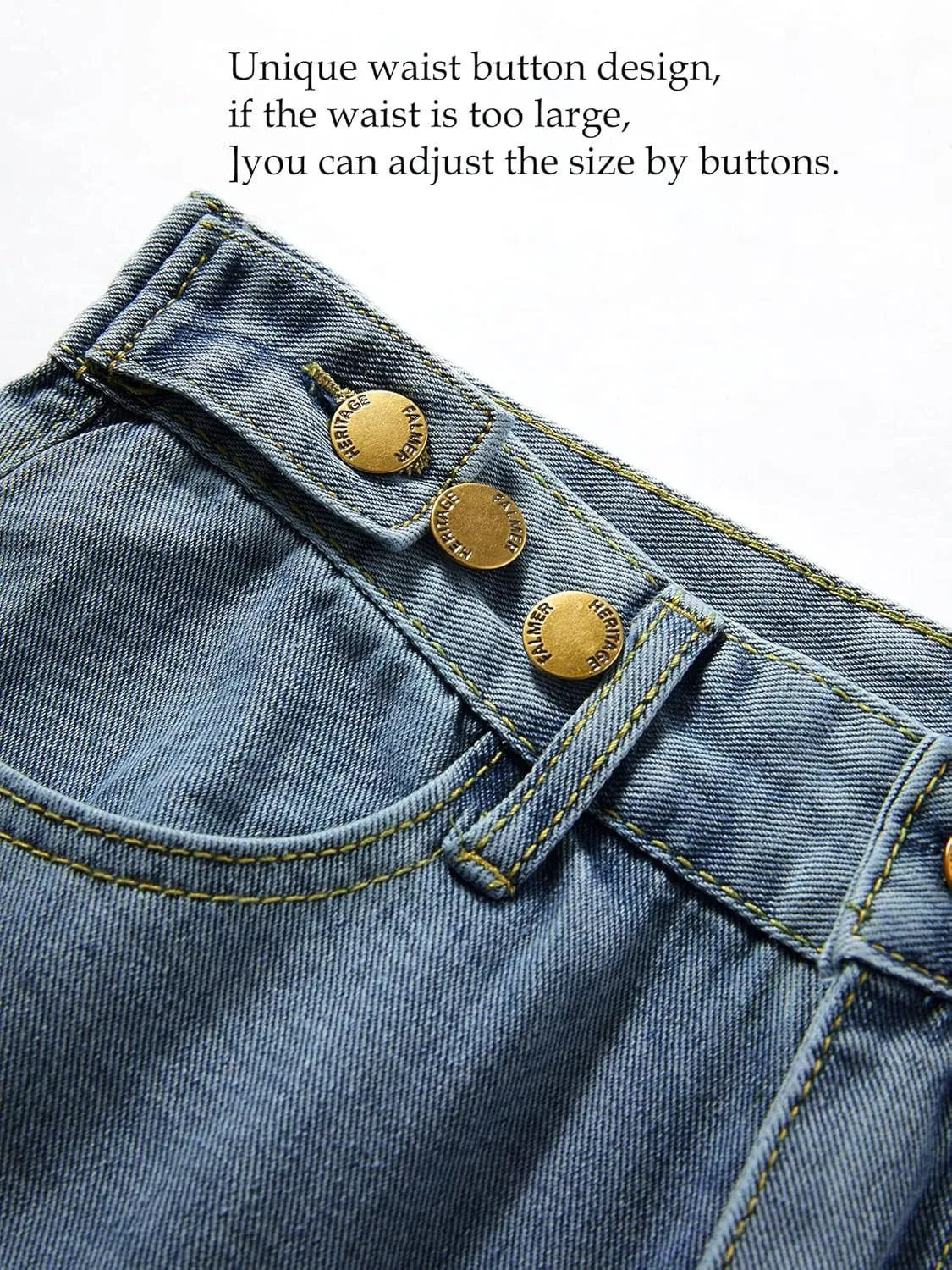 LQI Women's High Waist Baggy Boyfriend Jeans Distressed Wide Leg Denim Pants