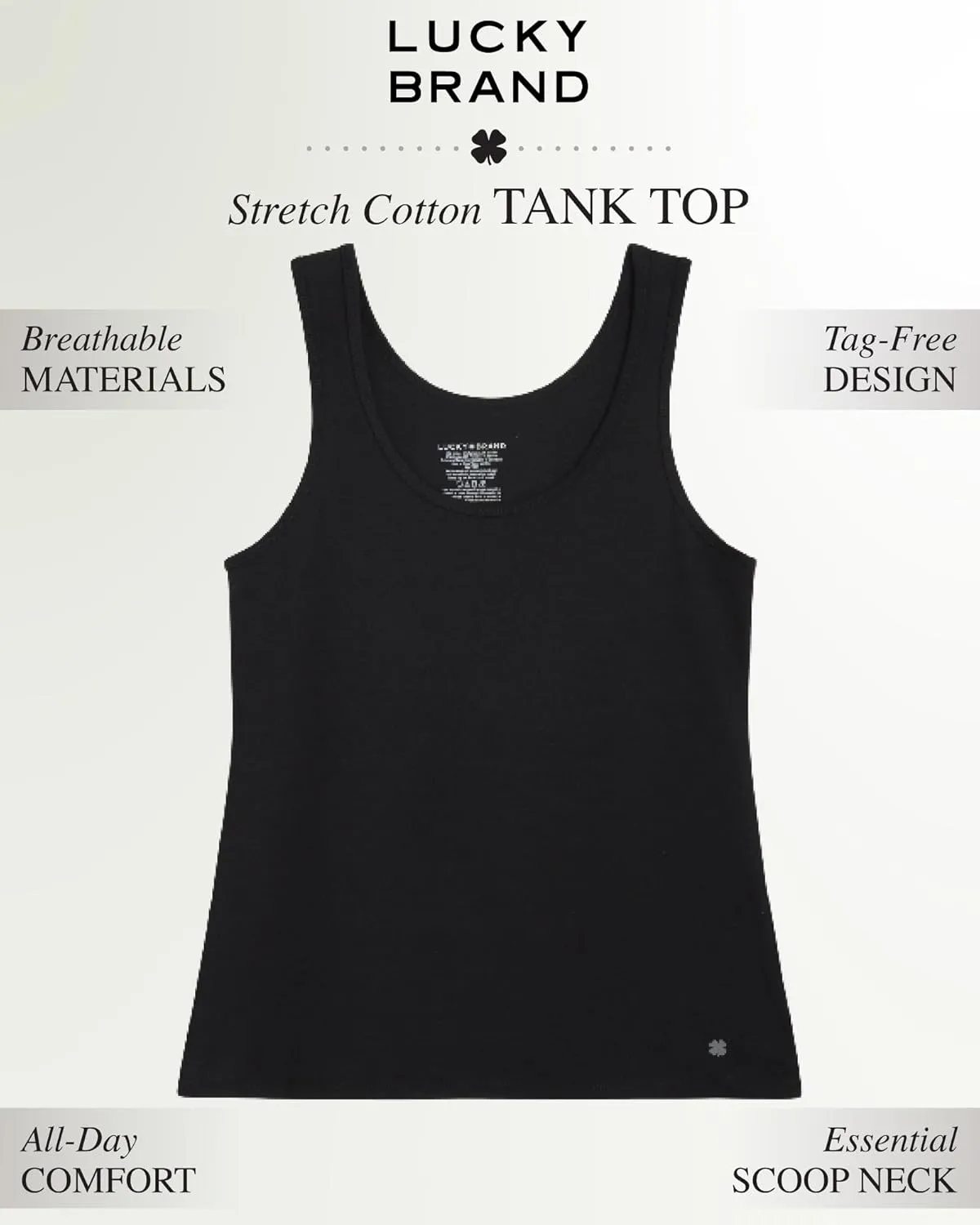 Lucky Brand Women's Tank Top - 3 Pack Stretch Cotton Scoop Neck Ribbed Sleeveless T-Shirt (S-XL)