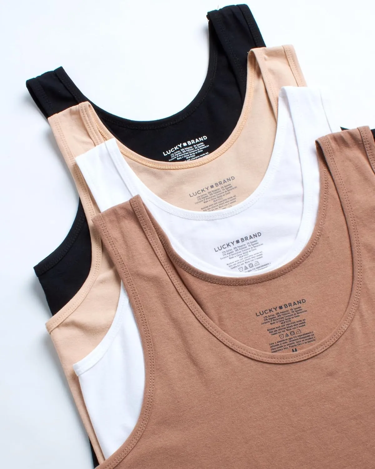 Lucky Brand Women's Tank Top - 4 Pack Stretch Cotton Scoop Neck Sleeveless T-Shirt (S-XL)