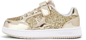 LUCKY STEP Kid's Glitter Walking Shoes Shiny Sparkly Sequins Fashion Sneakers Hook and Loop Athletic Unisex-Child Casual Running for Children/Boys/Girls