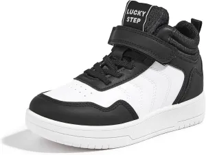 LUCKY STEP Kids High Top Sneakers Fashion Basketball Tennis Shoes Skyhigh Running Sports Ankle Boots Hook and Loop Casual Walking Shoe for Boys Girls