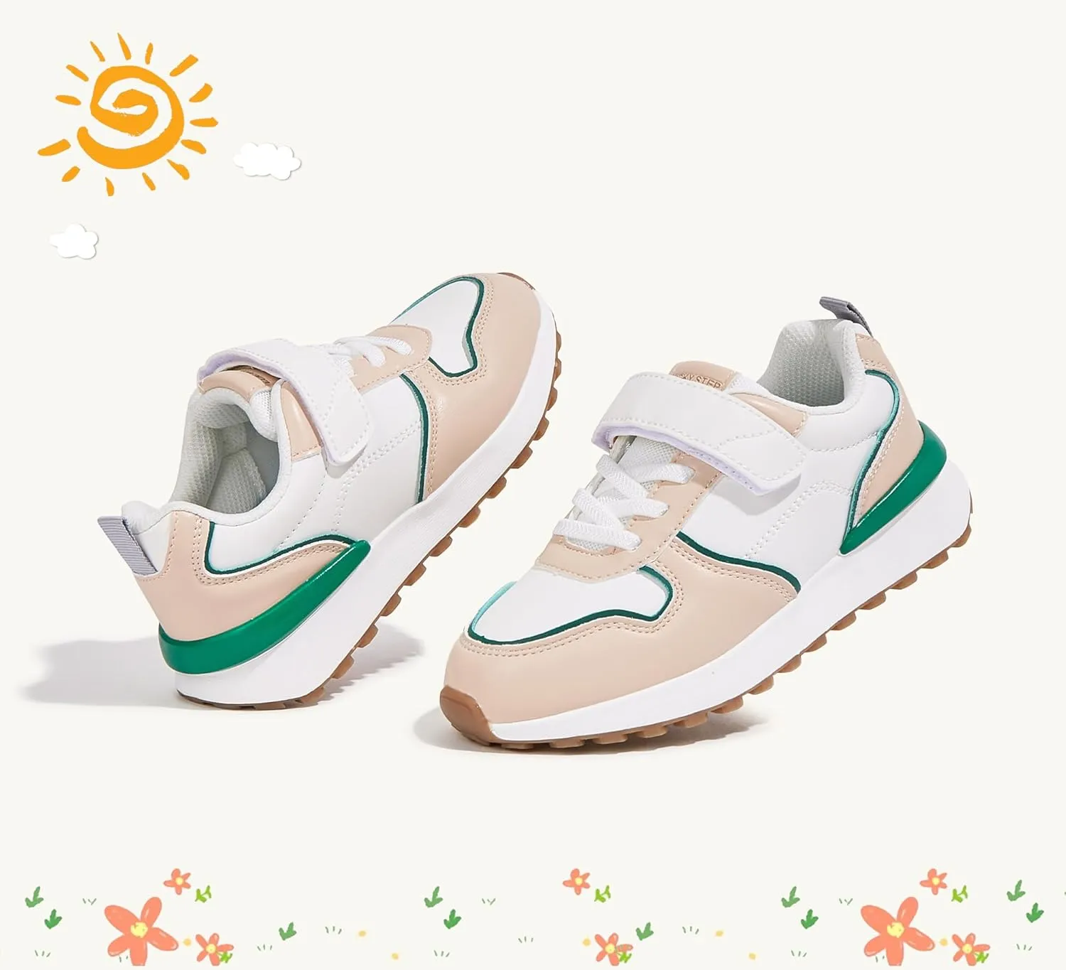 LUCKY STEP Kids Sneakers for Girls Boys Running Non-Slip Tennis Casual Walking Shoes Hook and Loop Unisex-Child Storybook Shoes for Big Kids, Little Kids & Toddlers