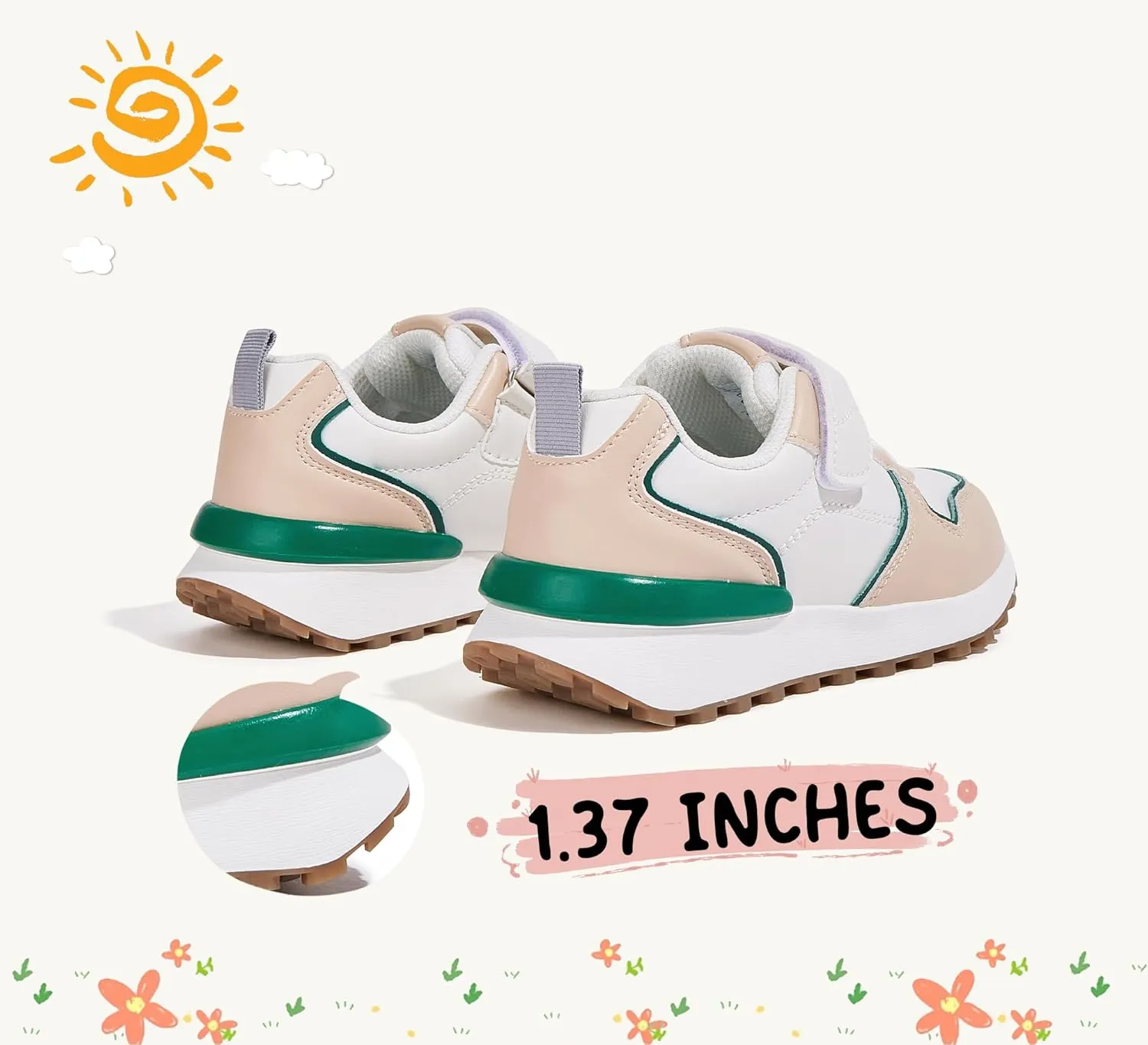 LUCKY STEP Kids Sneakers for Girls Boys Running Non-Slip Tennis Casual Walking Shoes Hook and Loop Unisex-Child Storybook Shoes for Big Kids, Little Kids & Toddlers