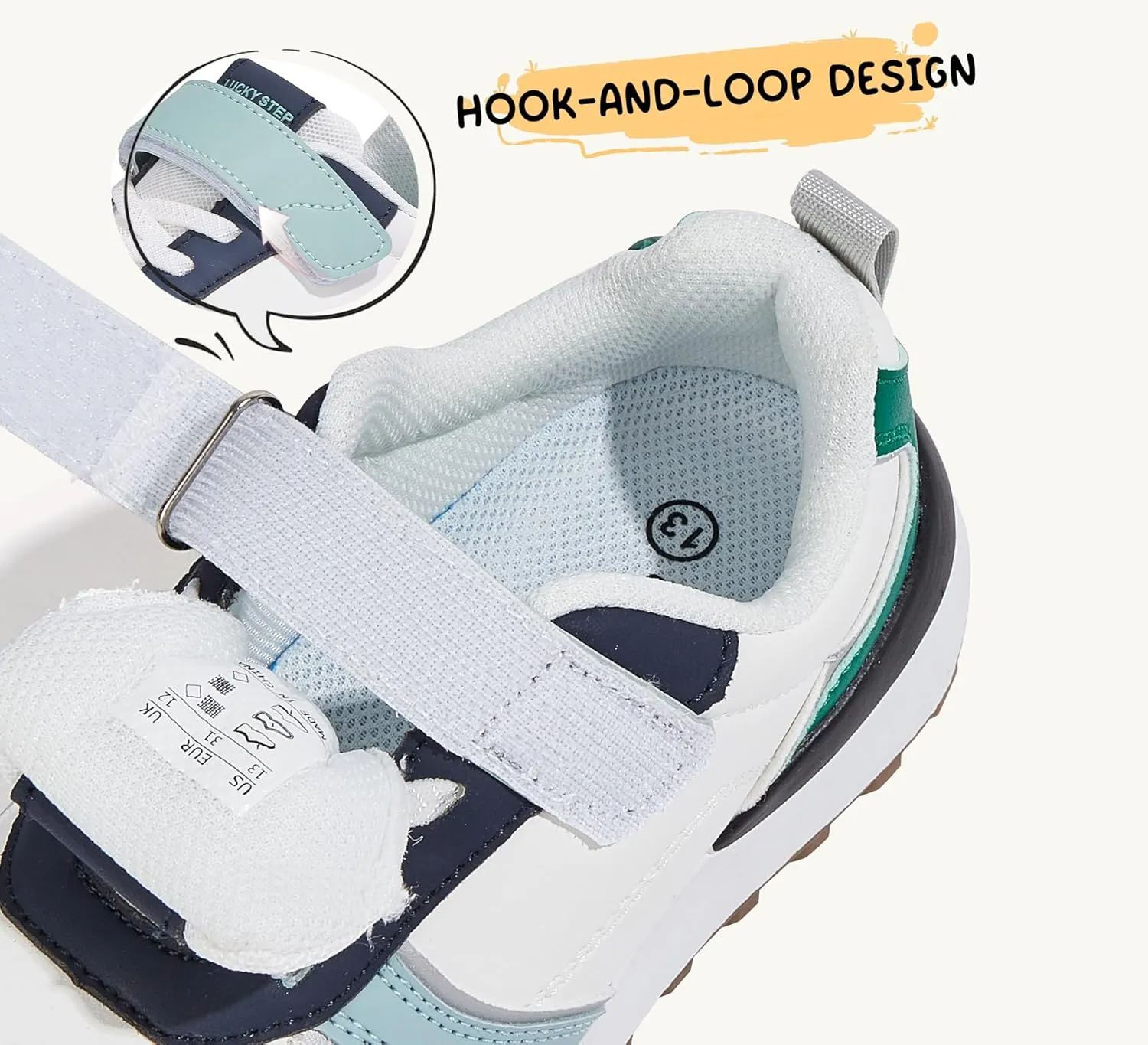 LUCKY STEP Kids Sneakers for Girls Boys Running Non-Slip Tennis Casual Walking Shoes Hook and Loop Unisex-Child Storybook Shoes for Big Kids, Little Kids & Toddlers