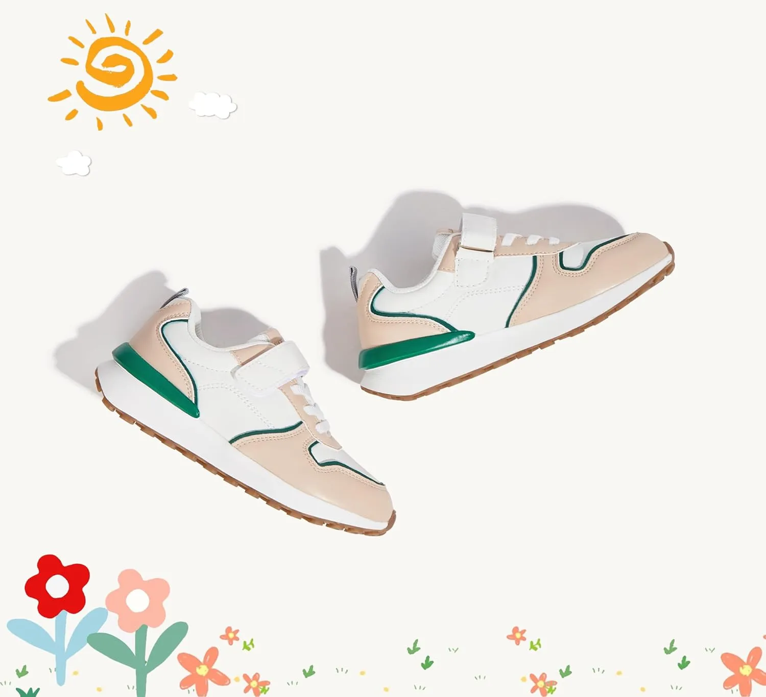 LUCKY STEP Kids Sneakers for Girls Boys Running Non-Slip Tennis Casual Walking Shoes Hook and Loop Unisex-Child Storybook Shoes for Big Kids, Little Kids & Toddlers