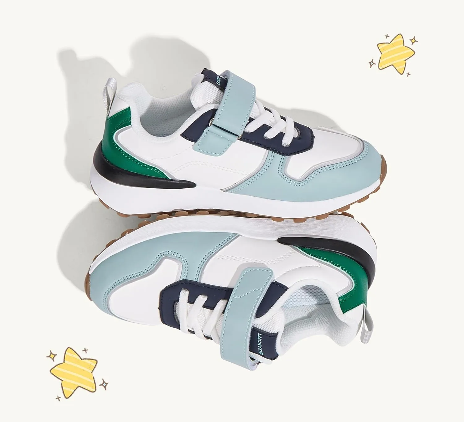LUCKY STEP Kids Sneakers for Girls Boys Running Non-Slip Tennis Casual Walking Shoes Hook and Loop Unisex-Child Storybook Shoes for Big Kids, Little Kids & Toddlers
