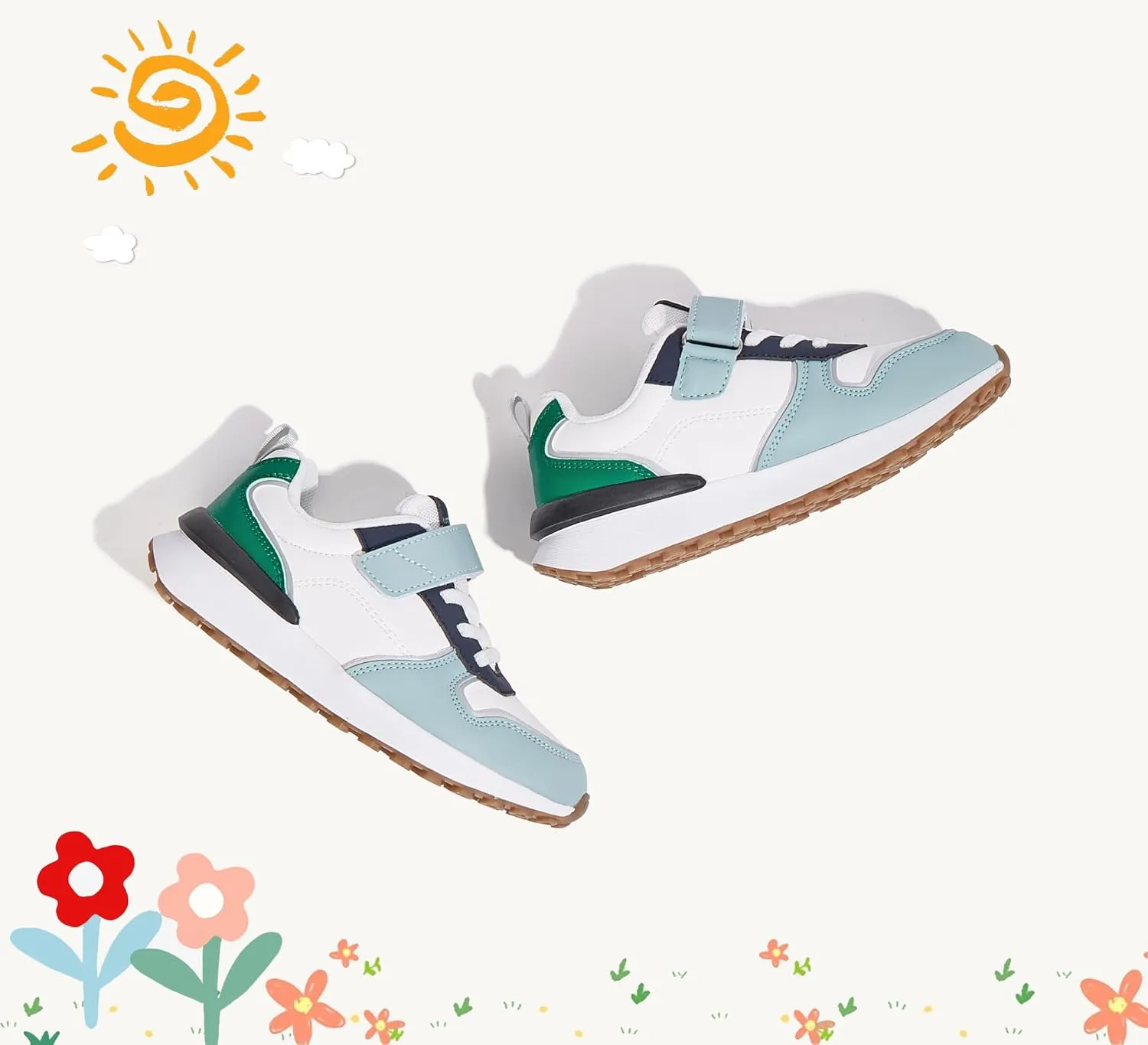 LUCKY STEP Kids Sneakers for Girls Boys Running Non-Slip Tennis Casual Walking Shoes Hook and Loop Unisex-Child Storybook Shoes for Big Kids, Little Kids & Toddlers