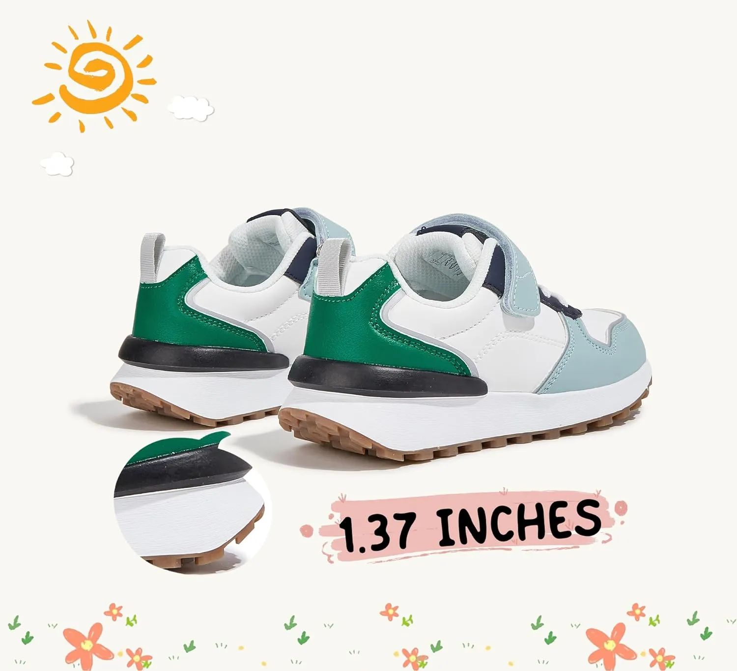 LUCKY STEP Kids Sneakers for Girls Boys Running Non-Slip Tennis Casual Walking Shoes Hook and Loop Unisex-Child Storybook Shoes for Big Kids, Little Kids & Toddlers