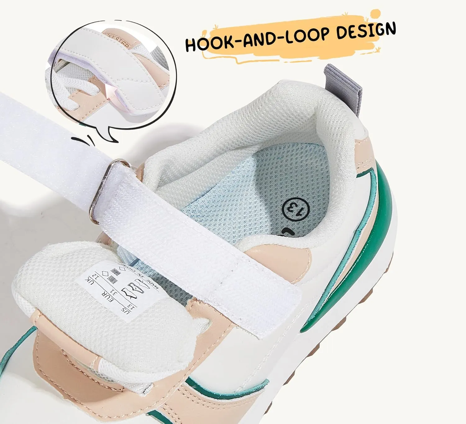 LUCKY STEP Kids Sneakers for Girls Boys Running Non-Slip Tennis Casual Walking Shoes Hook and Loop Unisex-Child Storybook Shoes for Big Kids, Little Kids & Toddlers
