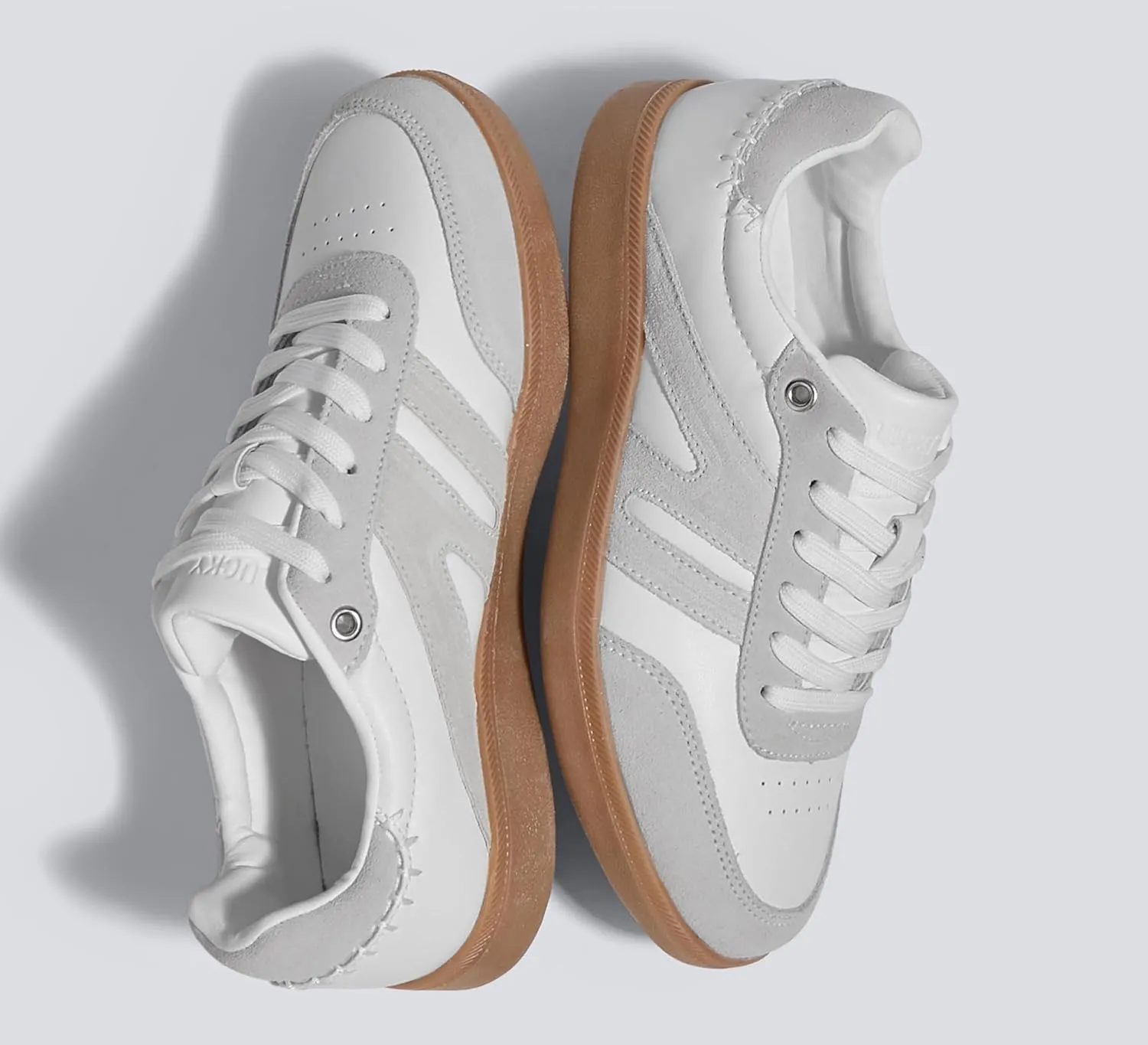 LUCKY STEP Women Classic Retro Gum Sole Fashion Sneakers Casual Tennis Skate Shoe Genuine Leather Walking Footwear Anti Slip Trainers